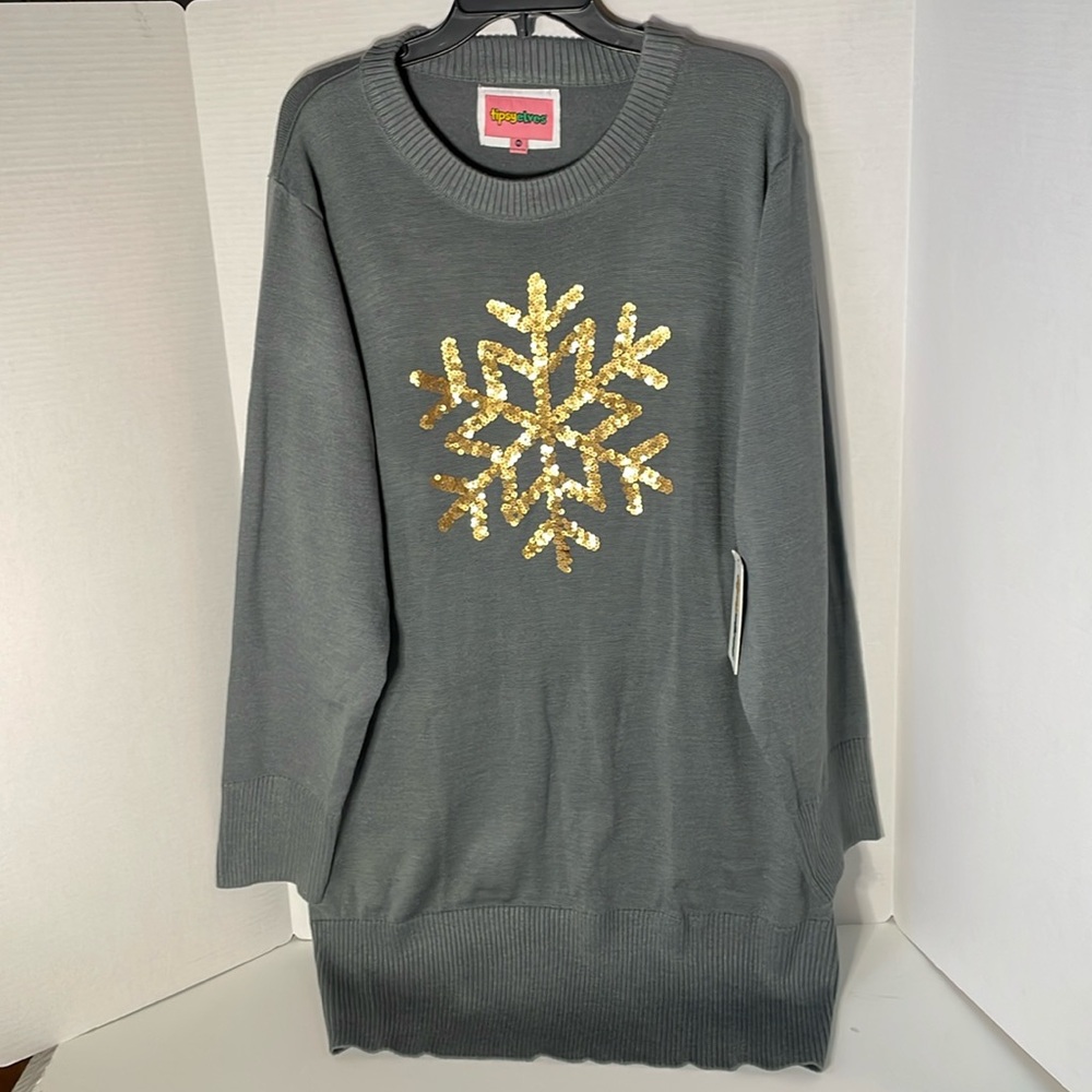 Tipsy Elves Women's Size XXL Sweater Dress NWT Gray with Snowflake Christmas